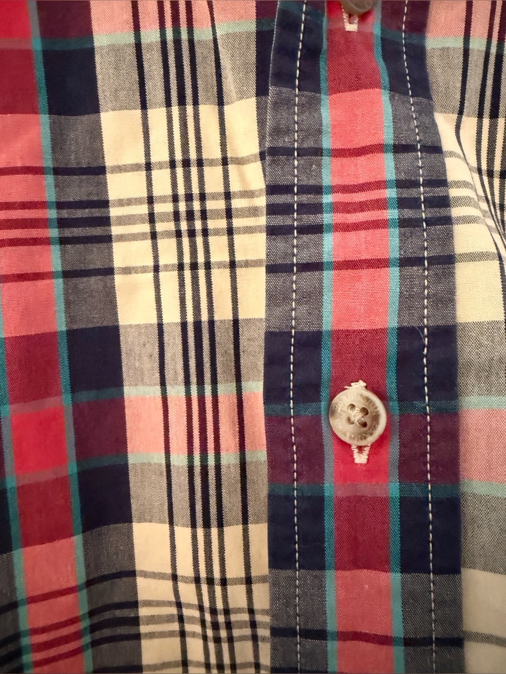 Pendleton Men's Plaid Button-Down Shirt in Tan, Navy & Red - L